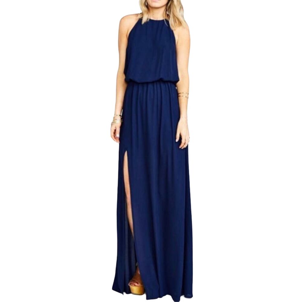 Show Me Your MuMu Heather Halter Dress NWT Navy Blue Medium